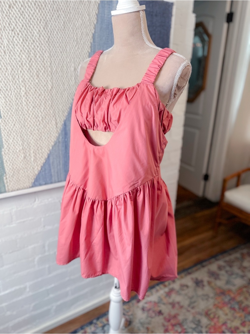 Dusty Rose Ruched Cutout Babydoll Tunic